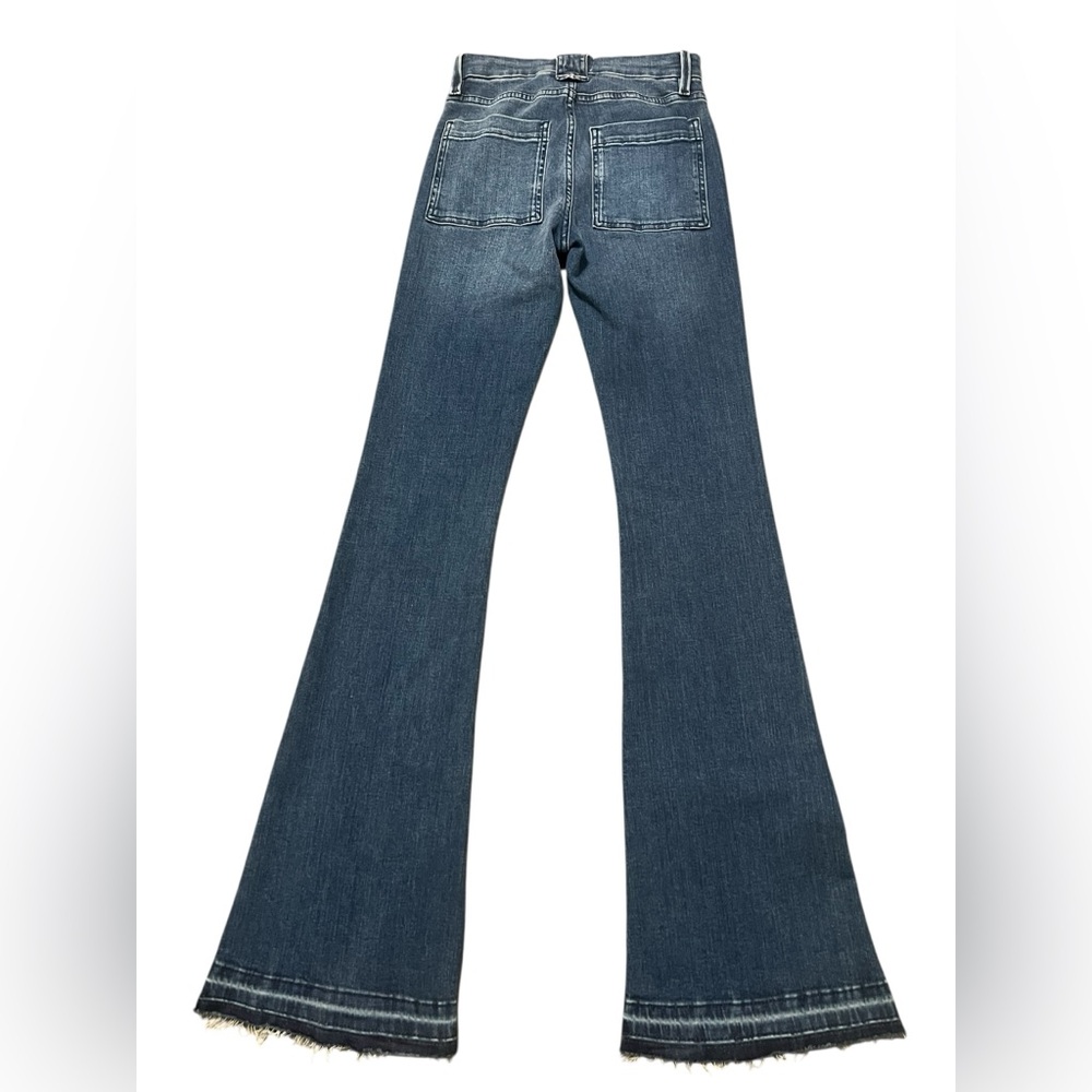 Frame le high flare high rise medium wash raw hem flare jeans - Picture 5 of 14